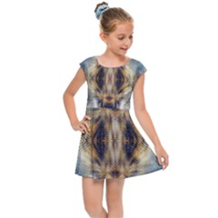 Retro Hippie Vibe Psychedelic Silver Kids  Cap Sleeve Dress