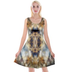 Retro Hippie Vibe Psychedelic Silver Reversible Velvet Sleeveless Dress