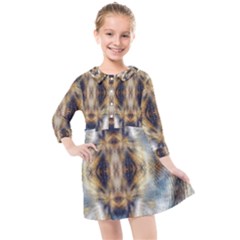 Retro Hippie Vibe Psychedelic Silver Kids  Quarter Sleeve Shirt Dress