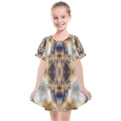 Retro Hippie Vibe Psychedelic Silver Kids  Smock Dress by CrypticFragmentsDesign