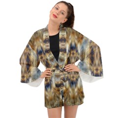 Retro Hippie Vibe Psychedelic Silver Long Sleeve Kimono