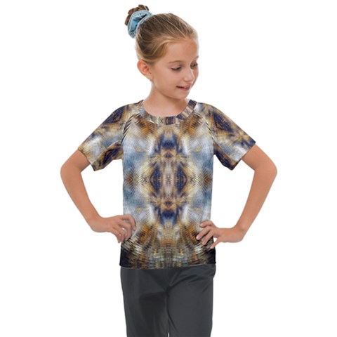 Retro Hippie Vibe Psychedelic Silver Kids  Mesh Piece Tee by CrypticFragmentsDesign