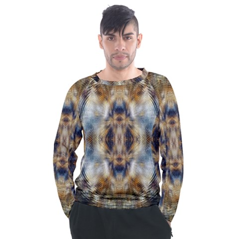 Retro Hippie Vibe Psychedelic Silver Men s Long Sleeve Raglan Tee by CrypticFragmentsDesign