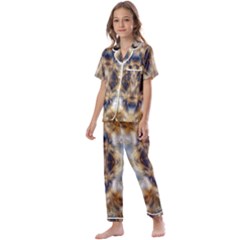 Retro Hippie Vibe Psychedelic Silver Kids  Satin Short Sleeve Pajamas Set