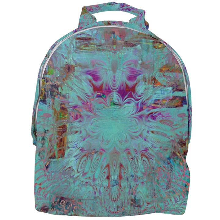 Retro Hippie Abstract Floral Blue Violet Mini Full Print Backpack