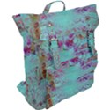 Retro Hippie Abstract Floral Blue Violet Buckle Up Backpack View2