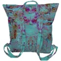 Retro Hippie Abstract Floral Blue Violet Buckle Up Backpack View3