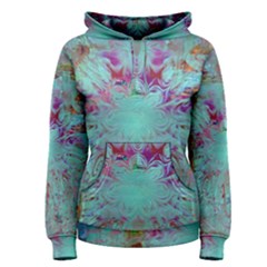 Retro Hippie Abstract Floral Blue Violet Women s Pullover Hoodie by CrypticFragmentsDesign