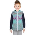 Retro Hippie Abstract Floral Blue Violet Kids  Hooded Puffer Vest View1