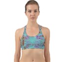 Retro Hippie Abstract Floral Blue Violet Back Web Sports Bra View1