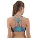 Retro Hippie Abstract Floral Blue Violet Back Web Sports Bra View2