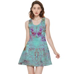 Retro Hippie Abstract Floral Blue Violet Inside Out Reversible Sleeveless Dress