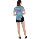 Retro Hippie Abstract Floral Blue Violet Asymmetrical Short Sleeve Sports Tee View4