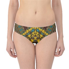 Mandala Faux Artificial Leather Among Spring Flowers Hipster Bikini Bottoms by pepitasart