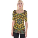 Mandala Faux Artificial Leather Among Spring Flowers Wide Neckline Tee View1