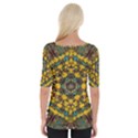 Mandala Faux Artificial Leather Among Spring Flowers Wide Neckline Tee View2