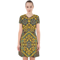 Mandala Faux Artificial Leather Among Spring Flowers Adorable In Chiffon Dress by pepitasart