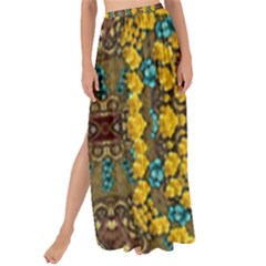 Mandala Faux Artificial Leather Among Spring Flowers Maxi Chiffon Tie-up Sarong