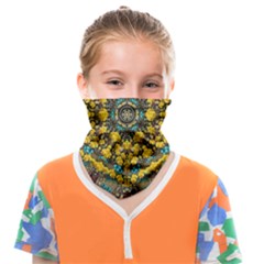 Mandala Faux Artificial Leather Among Spring Flowers Face Covering Bandana (kids) by pepitasart