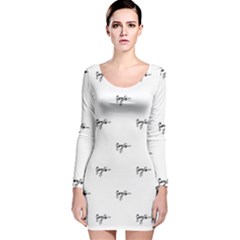 Tribal Style Symbol Drawing Print Pattern Long Sleeve Velvet Bodycon Dress