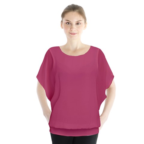 Amaranth Purple Batwing Chiffon Blouse by FashionLane