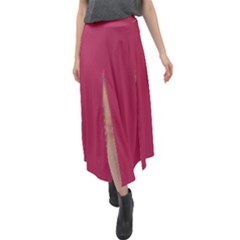 Amaranth Purple Velour Split Maxi Skirt by FashionLane