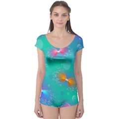 Non Seamless Pattern Blues Bright Boyleg Leotard  by Dutashop