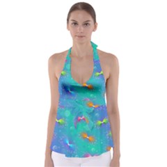 Non Seamless Pattern Blues Bright Babydoll Tankini Top by Dutashop