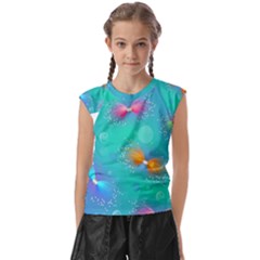 Non Seamless Pattern Blues Bright Kids  Raglan Cap Sleeve Tee