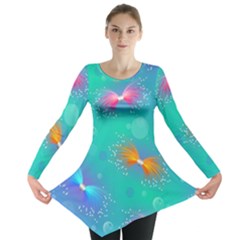 Non Seamless Pattern Blues Bright Long Sleeve Tunic  by Dutashop