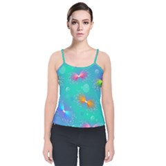 Non Seamless Pattern Blues Bright Velvet Spaghetti Strap Top