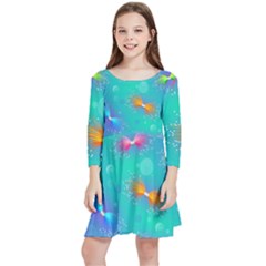 Non Seamless Pattern Blues Bright Kids  Quarter Sleeve Skater Dress by Dutashop