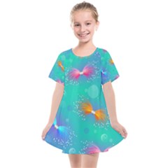 Non Seamless Pattern Blues Bright Kids  Smock Dress