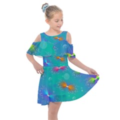 Non Seamless Pattern Blues Bright Kids  Shoulder Cutout Chiffon Dress by Dutashop