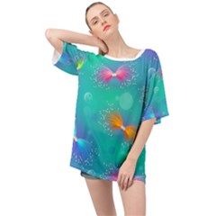 Non Seamless Pattern Blues Bright Oversized Chiffon Top by Dutashop