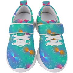 Non Seamless Pattern Blues Bright Kids  Velcro Strap Shoes