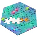 Non Seamless Pattern Blues Bright Wooden Puzzle Hexagon View3