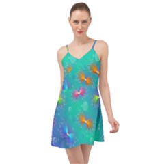 Non Seamless Pattern Blues Bright Summer Time Chiffon Dress