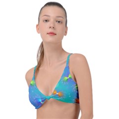 Non Seamless Pattern Blues Bright Knot Up Bikini Top by Dutashop