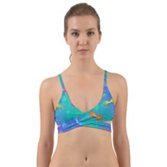 Non Seamless Pattern Blues Bright Wrap Around Bikini Top