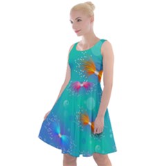 Non Seamless Pattern Blues Bright Knee Length Skater Dress