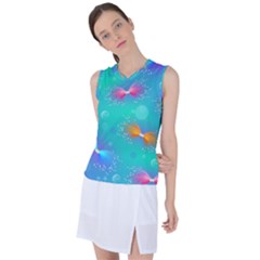 Non Seamless Pattern Blues Bright Women s Sleeveless Sports Top