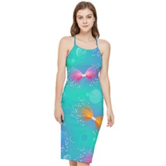 Non Seamless Pattern Blues Bright Bodycon Cross Back Summer Dress