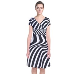 Wave Line Curve Short Sleeve Front Wrap Dress by Dutashop