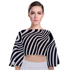 Wave Line Curve Tie Back Butterfly Sleeve Chiffon Top by Dutashop