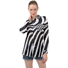 Wave Line Curve Long Sleeve Satin Shirt