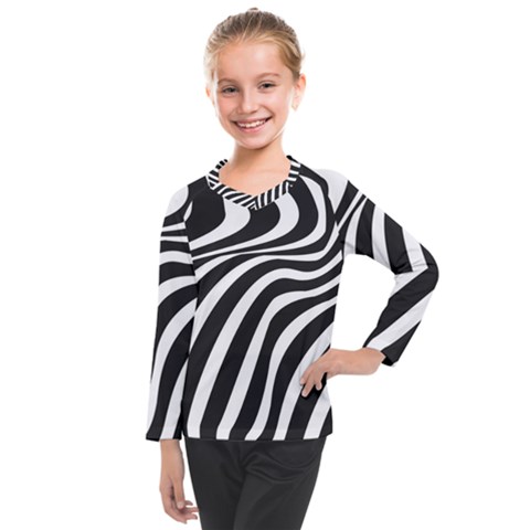 Wave Line Curve Kids  Long Mesh Tee by Dutashop