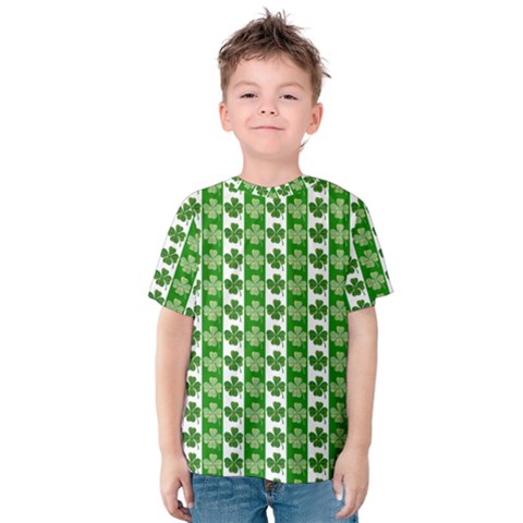 Clover Leaf Shamrock St Patricks Day Kids  Cotton Tee by Dutashop