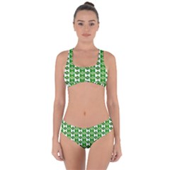 Clover Leaf Shamrock St Patricks Day Criss Cross Bikini Set by Dutashop