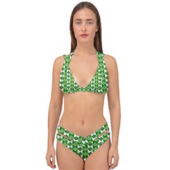 Clover Leaf Shamrock St Patricks Day Double Strap Halter Bikini Set